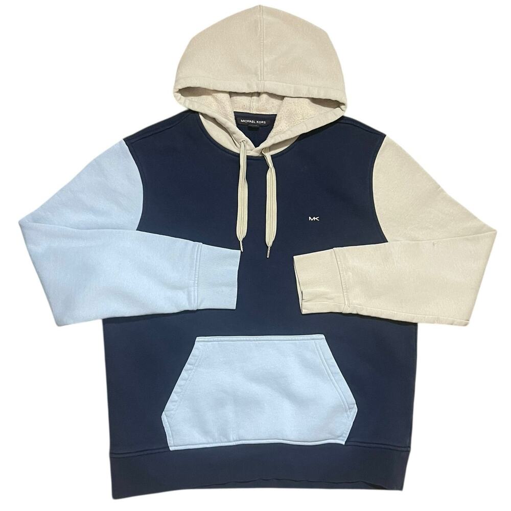 Michael Kors Men’s Size L Colorblock Blue Sweatshirt Hoodie Casual Luxury